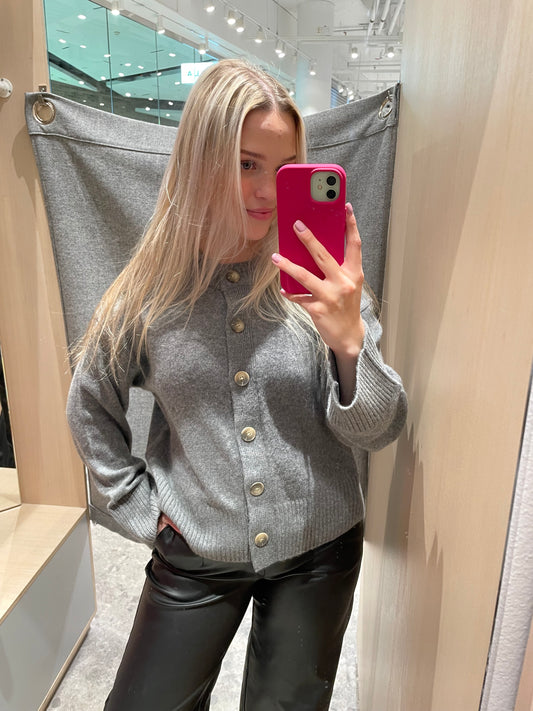 SLFCILLE Knit Cardigan - Medium Grey Melange