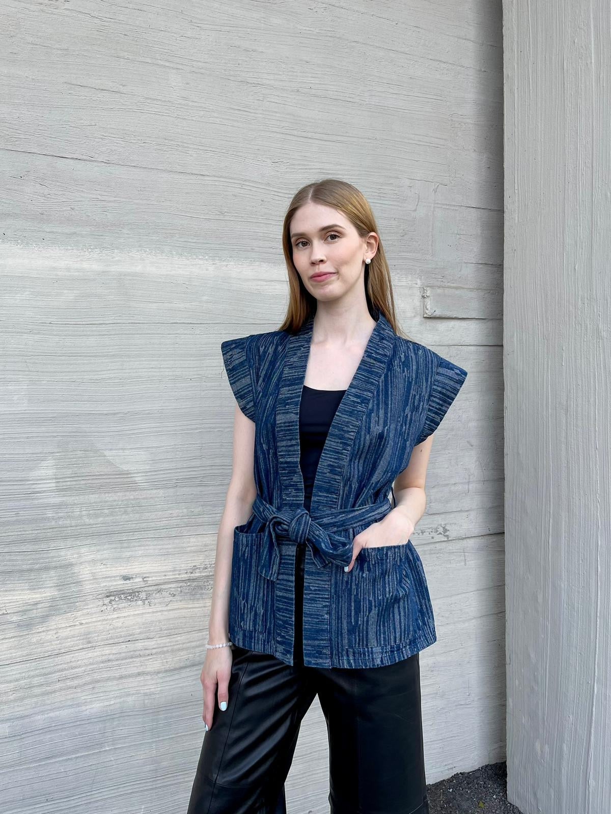 VIZEST Denim Waistcoat - Medium Blue Denim