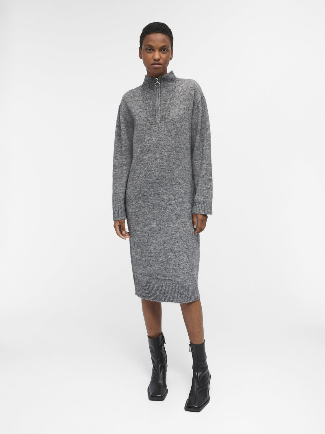 OBJMINNA Dress - Dark Grey Melange