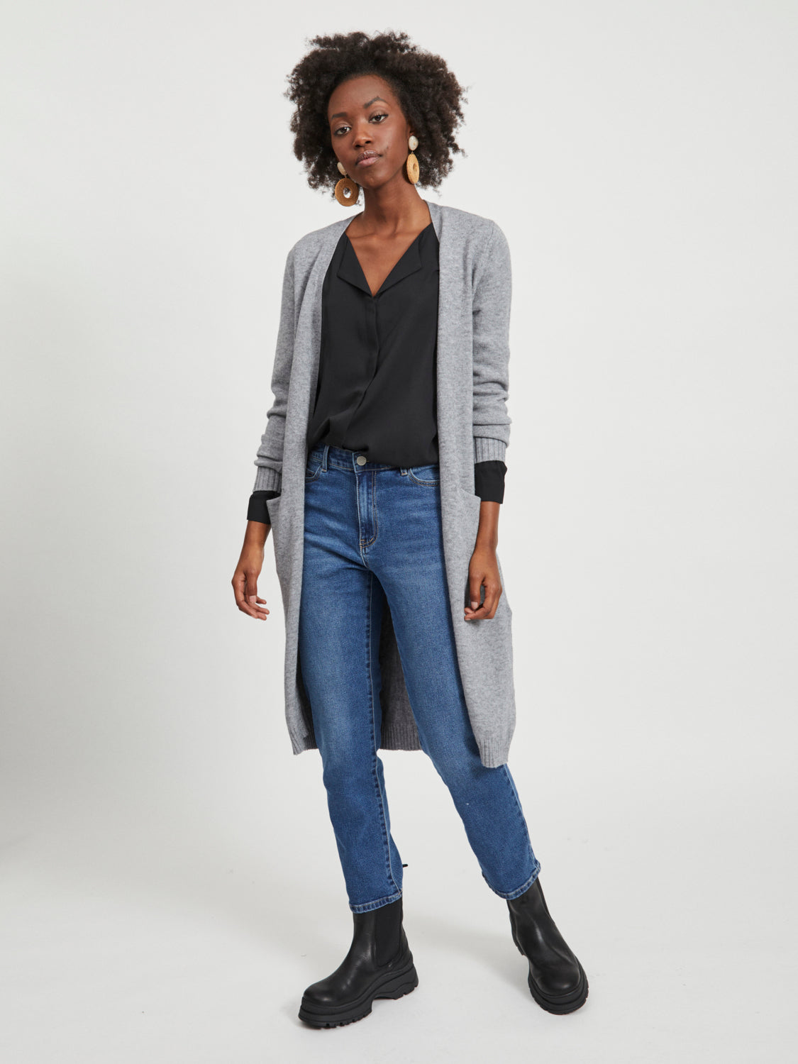 VIRIL Cardigan - medium grey melange