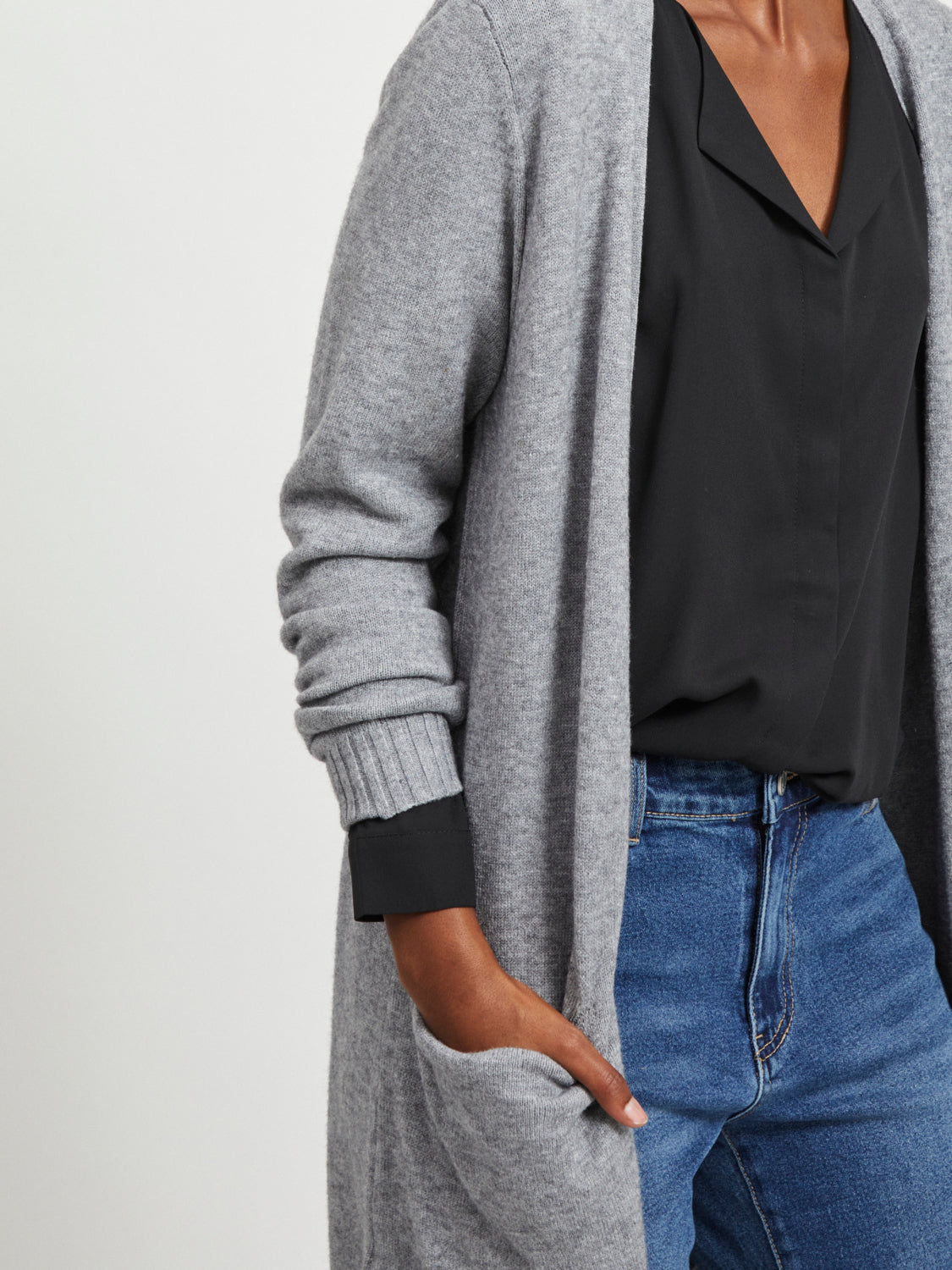 VIRIL Cardigan - medium grey melange